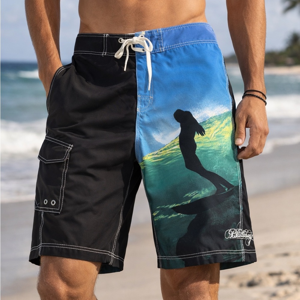 Blue and Black Surf Swim Shorts